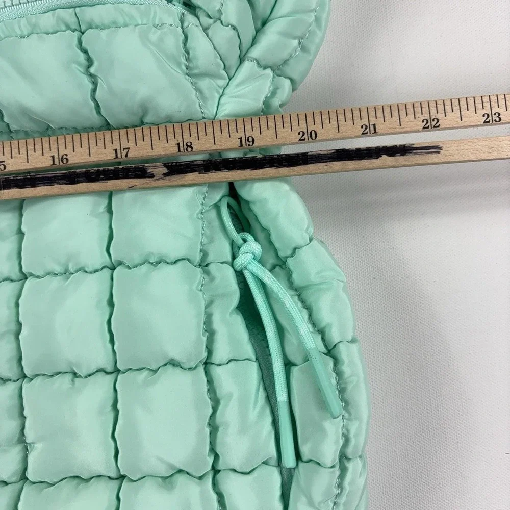 Iris & Rainbow Shoulder Bag Womens Large Green Quilted Puffer Zip Pockets